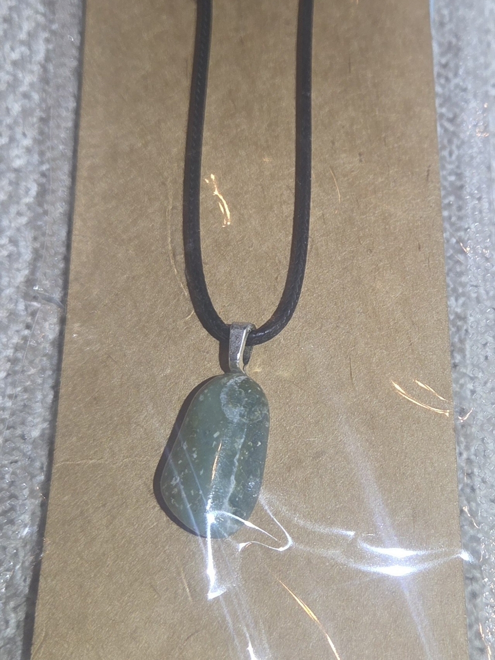 Moss Agate Black Cord Necklace